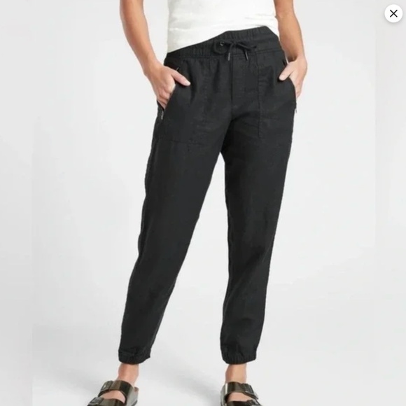 NWOT Athleta Cabo Linen Jogger - Color: Black - Size: 0 - Picture 1 of 11